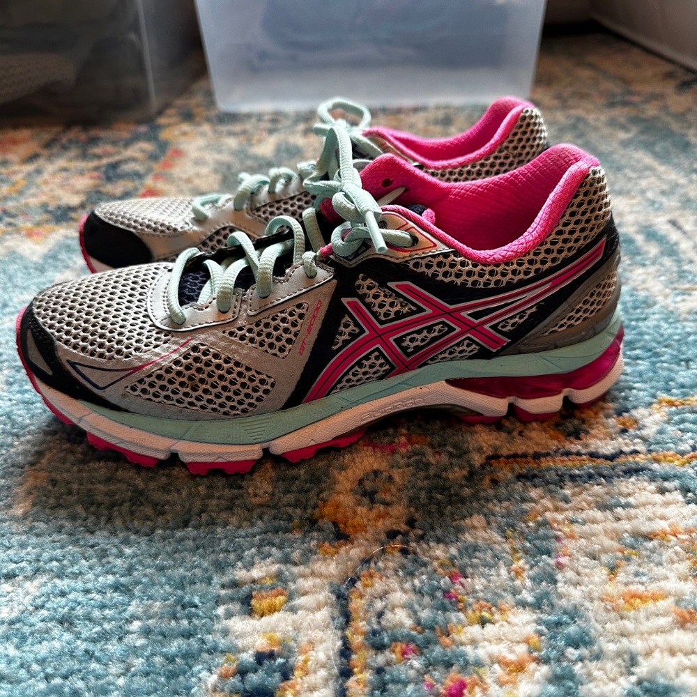 Asics Mint Green, Pink & Black Women's Running Sneakers